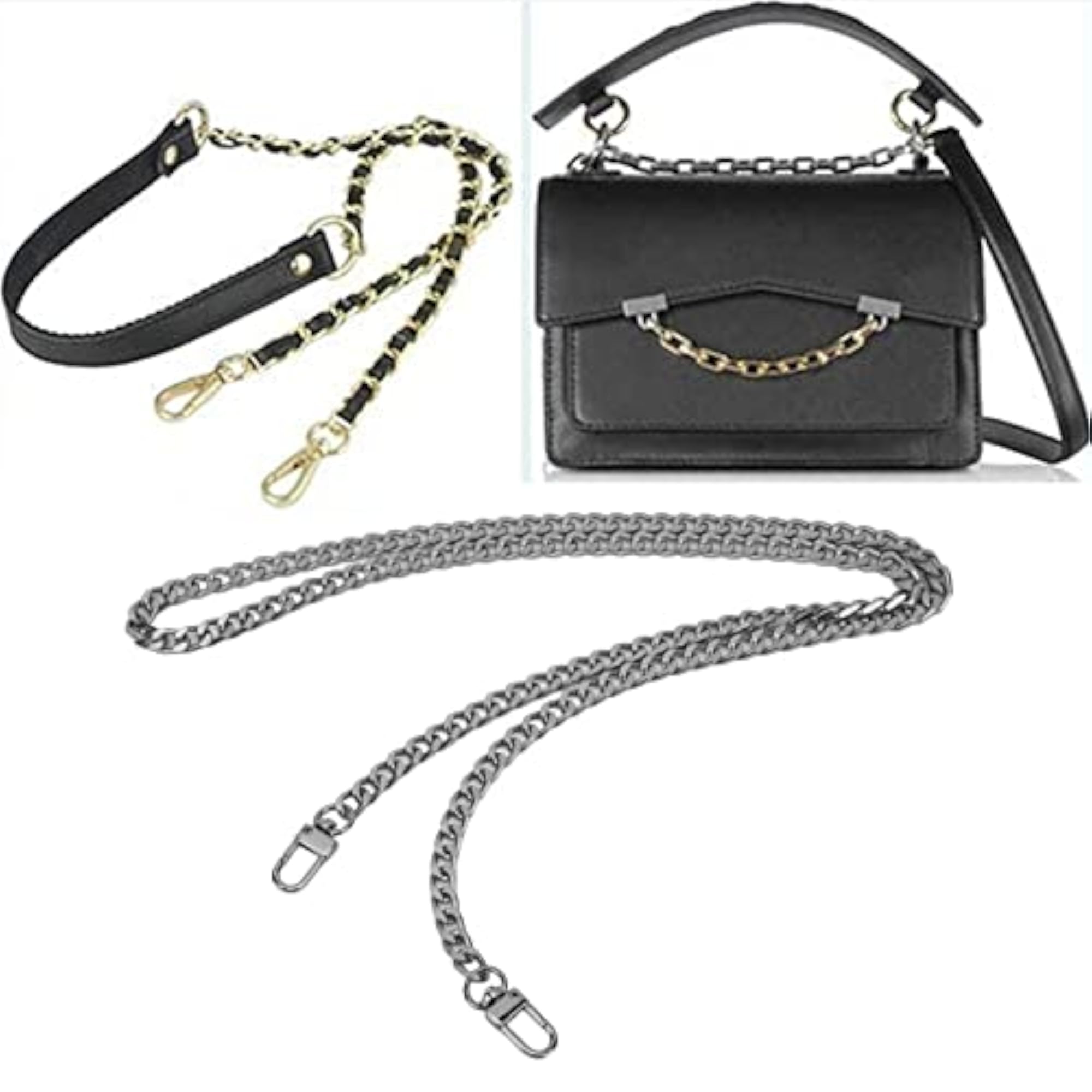 Curb Chain, Craft Chain 5 Pieces Durable Aluminum for Anklets, Silver Black